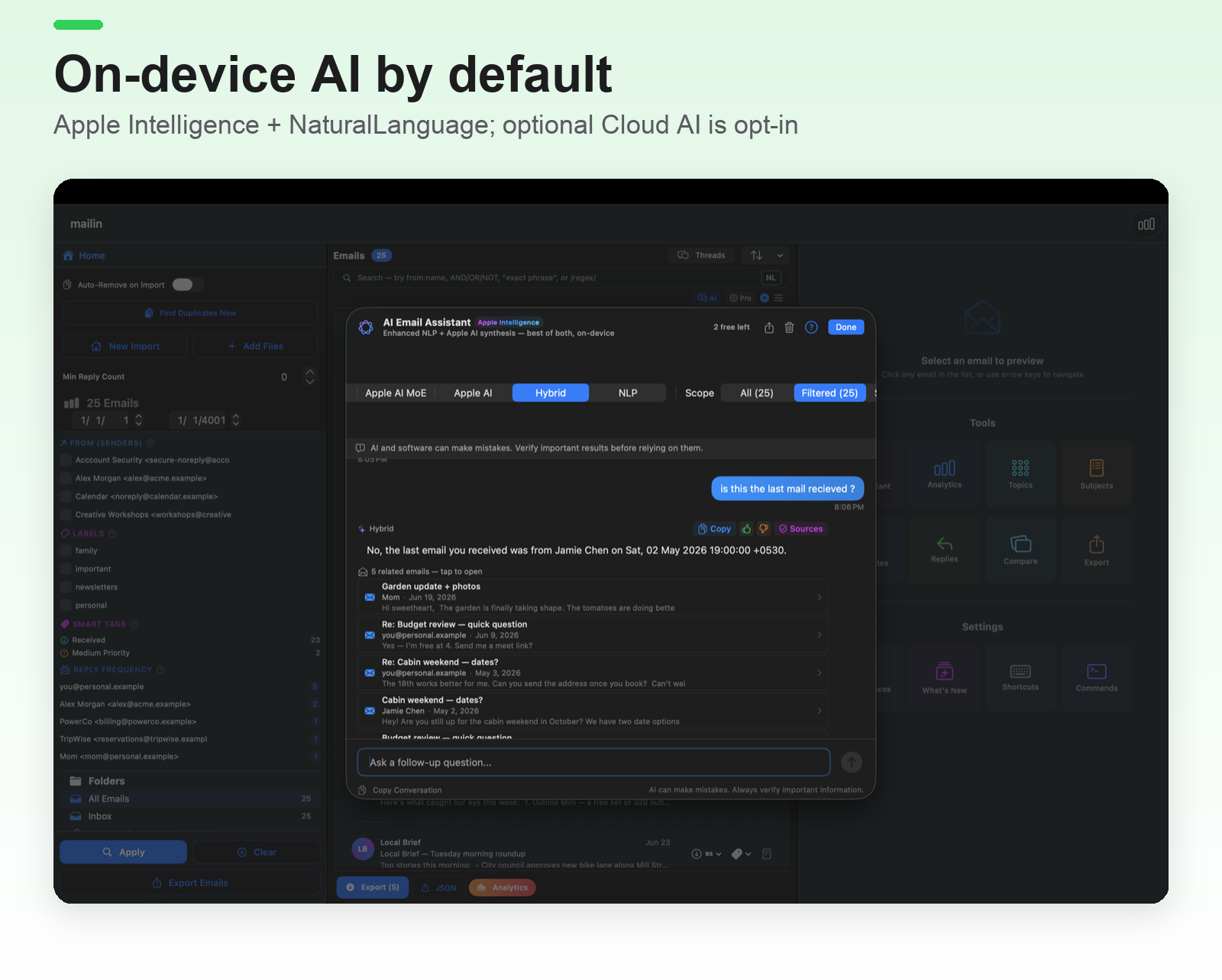 On-device AI by default
