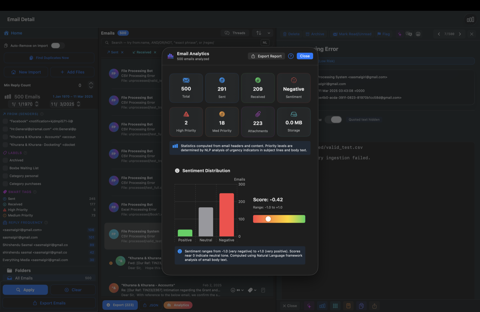 On-device analytics dashboard